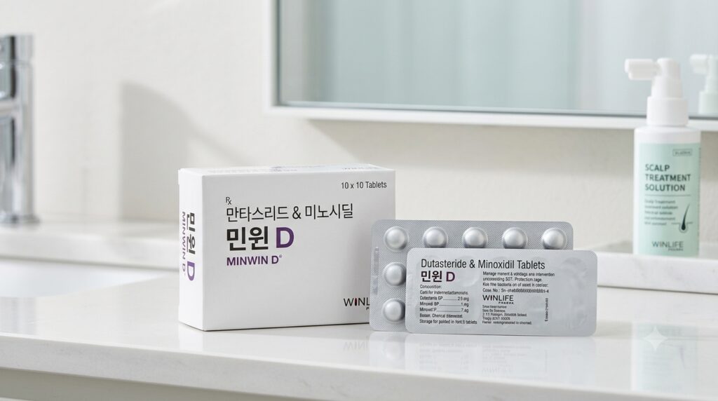 민윈 D 0.5mg 5mg 두타스테리드 미녹시딜 복합 인디메딕스 제품